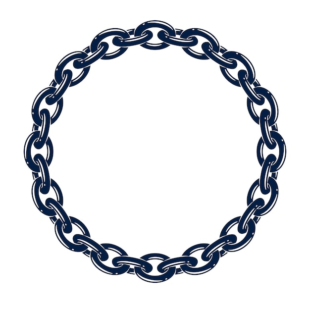 Marco redondo de cadena, elemento de diseño vectorial, borde de forma circular.