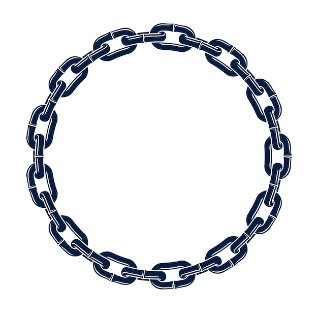 Marco redondo de cadena, elemento de diseño vectorial, borde de forma circular.