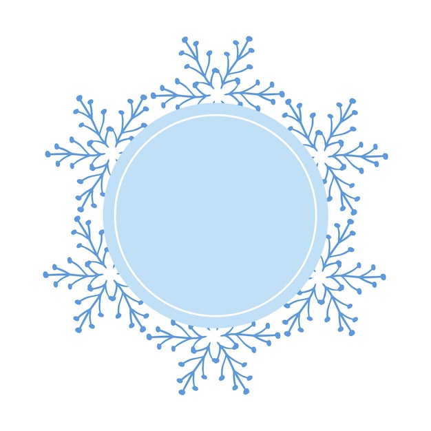 Marco redondo de copo de nieve decorativo de invierno navideño redondo con centro azul vacío decorado