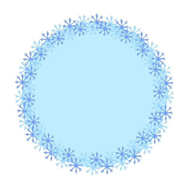 Marco redondo de copos de nieve azules aislados del fondo 5