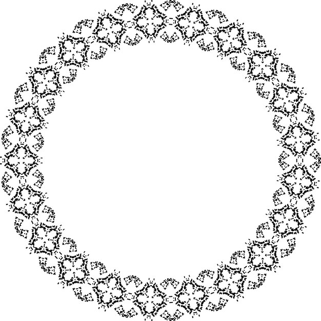 un marco redondo con un diseño en blanco y negro