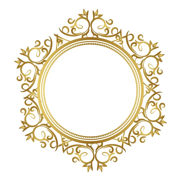 marco redondo dorado con corona de laurel florecimiento vintage marco redondo vector de etiqueta de círculo