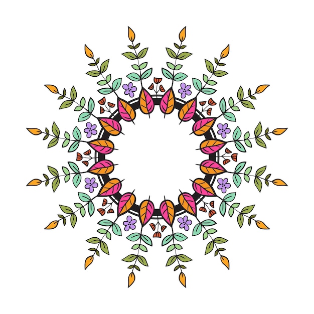 Marco redondo de estilo etno Guirnalda floral tribal