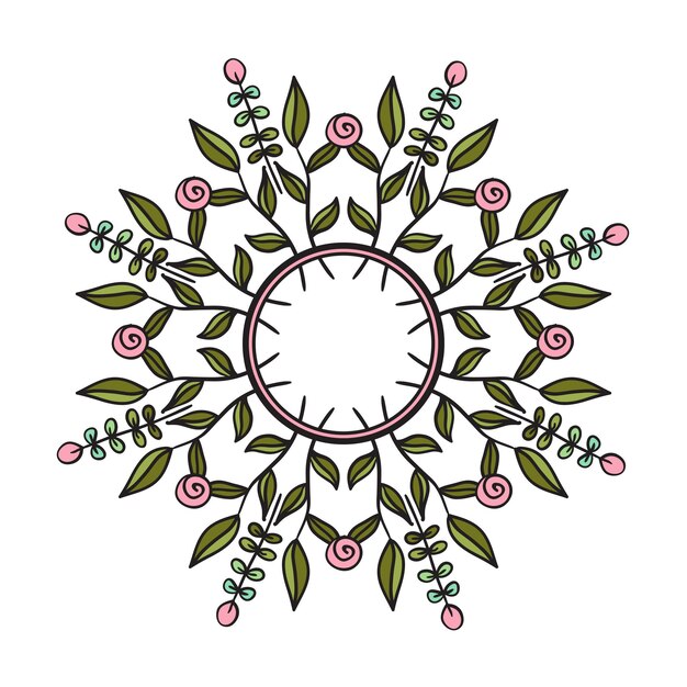 Marco redondo de estilo etno Guirnalda floral tribal