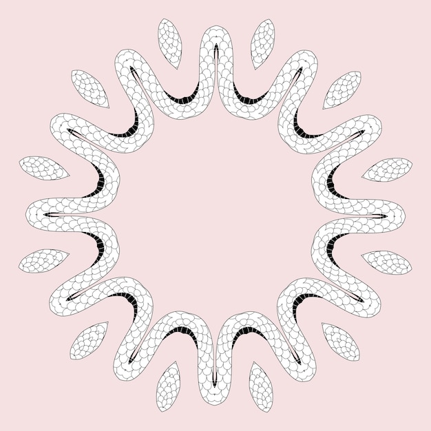Marco redondo geométrico que consiste en textura de serpiente Patrón de cadena decorativa