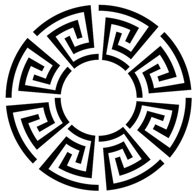 Marco redondo griego Clave griega antigua patrón de marco negro borde antiguo redondo de Grecia