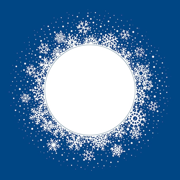 Marco redondo de invierno del diseño de copos de nieve