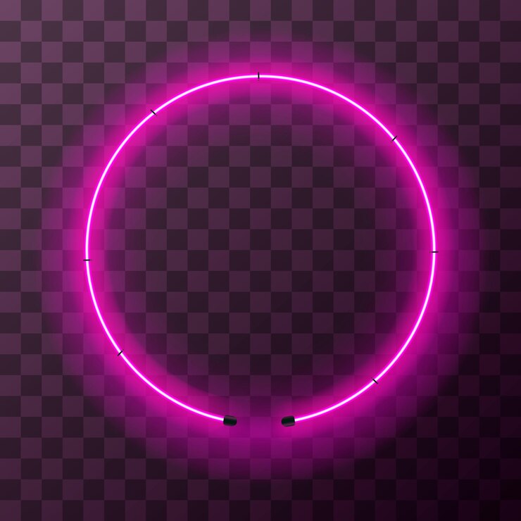Vector marco redondo de neón rosa brillante sobre fondo transparente