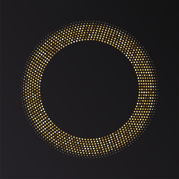 Vector marco redondo de semitono dorado logotipo de círculo de semitono de lujo dorado