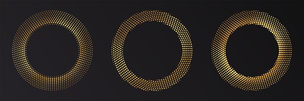 Marco redondo de semitono dorado Logotipo de círculo de semitono de lujo dorado