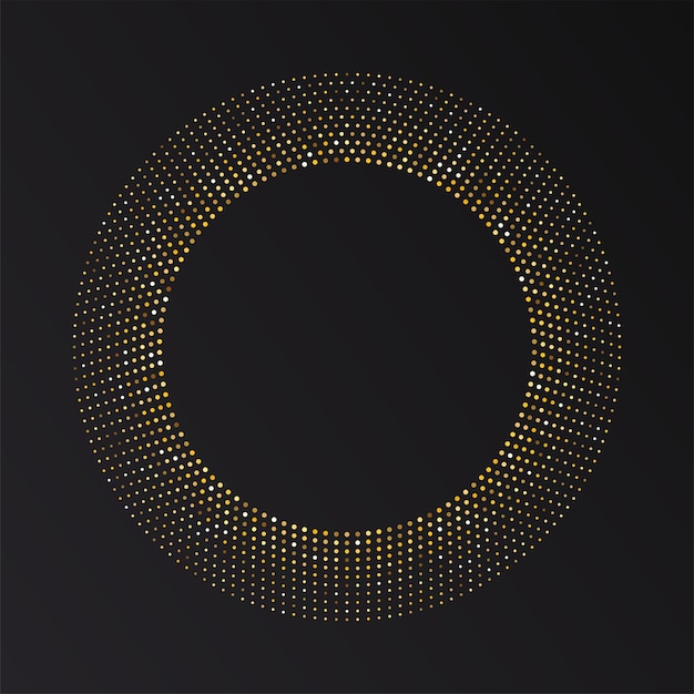 Marco redondo de semitono dorado Logotipo de círculo de semitono de lujo dorado