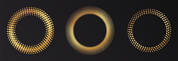 Marco redondo de semitono dorado Logotipo de círculo de semitono de lujo dorado