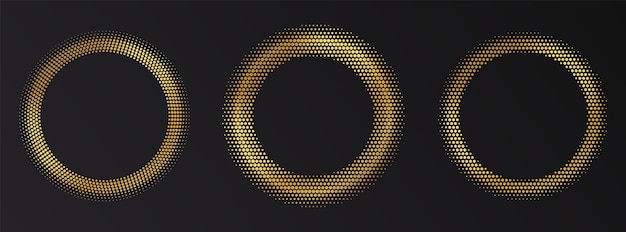 Marco redondo de semitono dorado Logotipo de círculo de semitono de lujo dorado