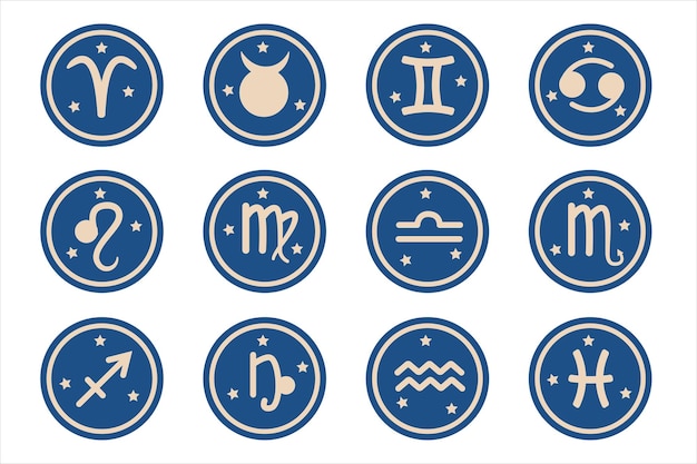 Marco redondo con signos del zodiaco Horóscopo símbolo Vector imagen