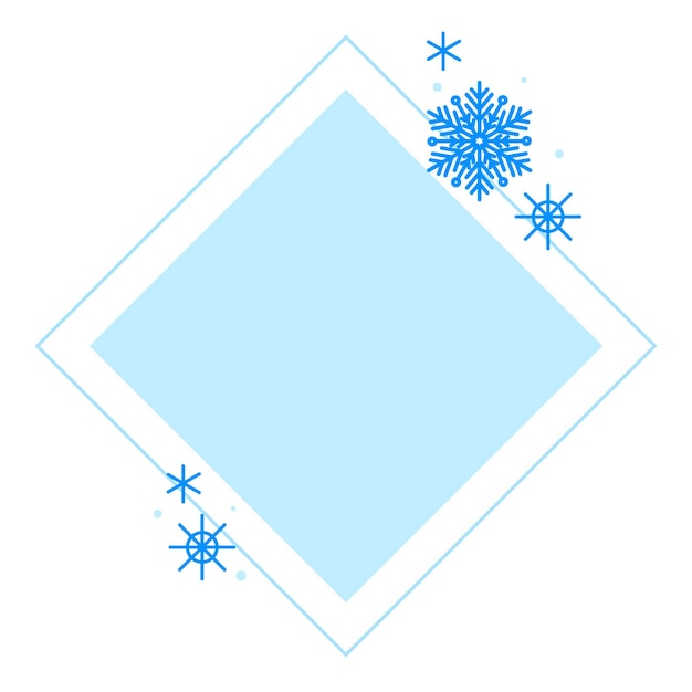Marco de rombo azul lineal de invierno de Navidad con copo de nieve Línea estética minimalista moderna