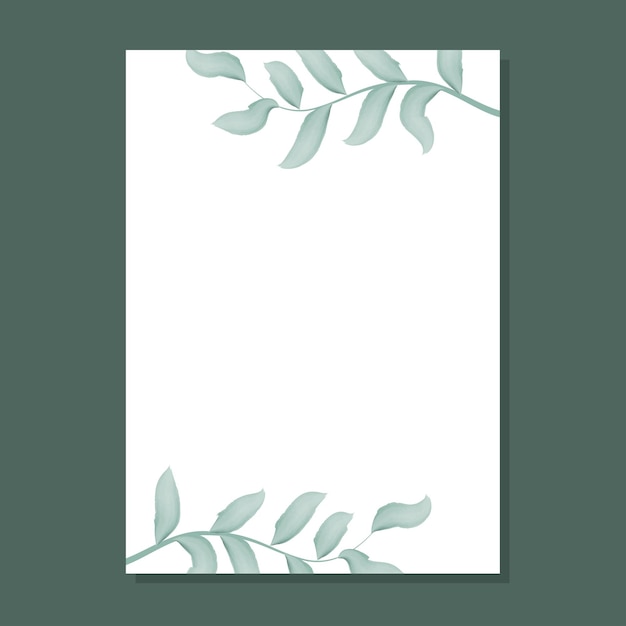 Vector marco rústico rectangular con marco de ilustración de vector de vegetación de acuarela con plantilla vacía de bisel