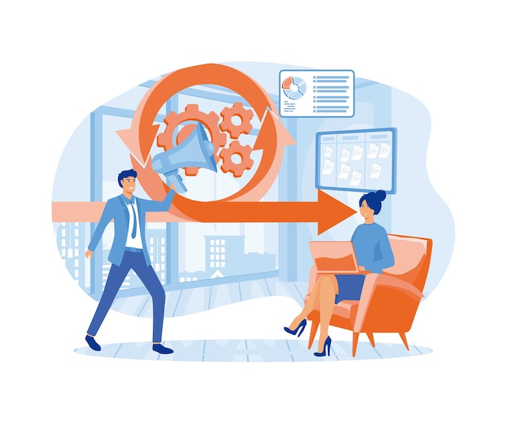 Vector marco scrum metodología de desarrollo de software diagrama de proceso etiquetado desarrollo de software ágil