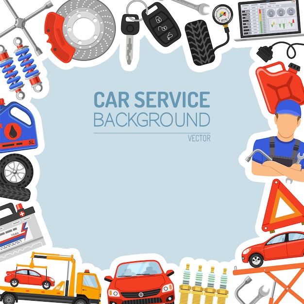 Vector marco de servicio de coche