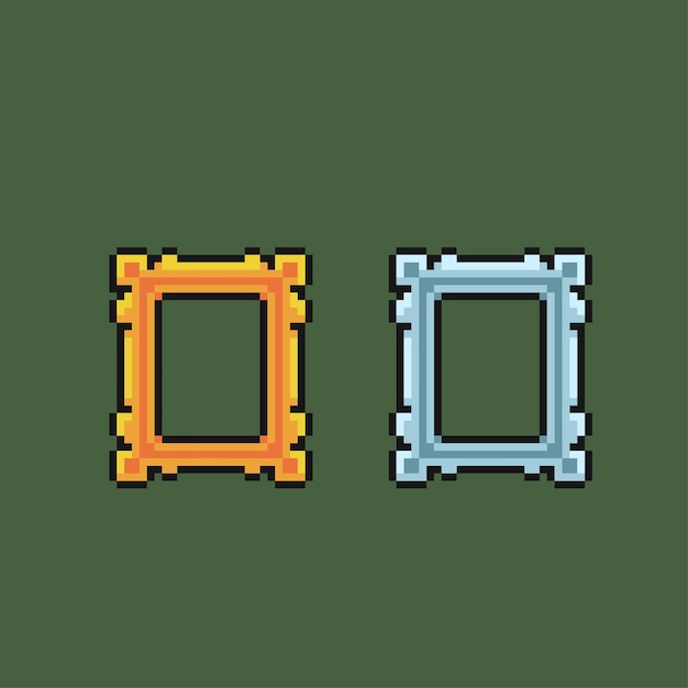 marco simple de oro y plata en estilo pixel art