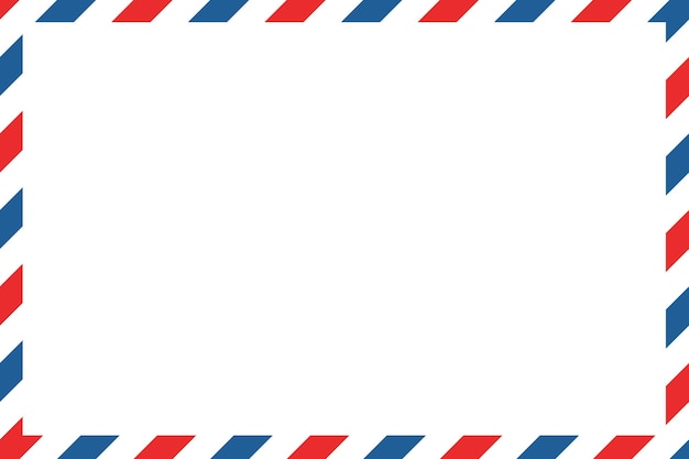 Marco de sobre de correo aéreo con rayas azules y rojas sobre fondo blanco borde de carta vintage internacional postal de correo aéreo retro sobre en blanco ilustración vectorial aislada sobre fondo blanco