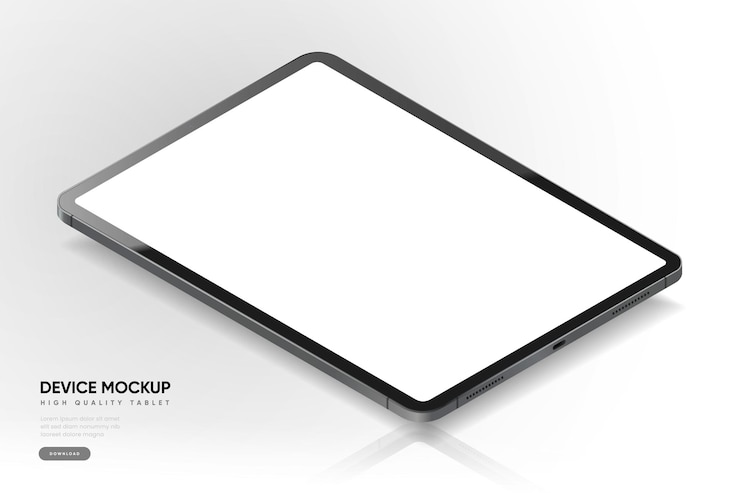 Vector marco de tableta 3d menos pantalla en blanco elemento de maqueta de dispositivo de pantalla vacía se puede usar para móvil