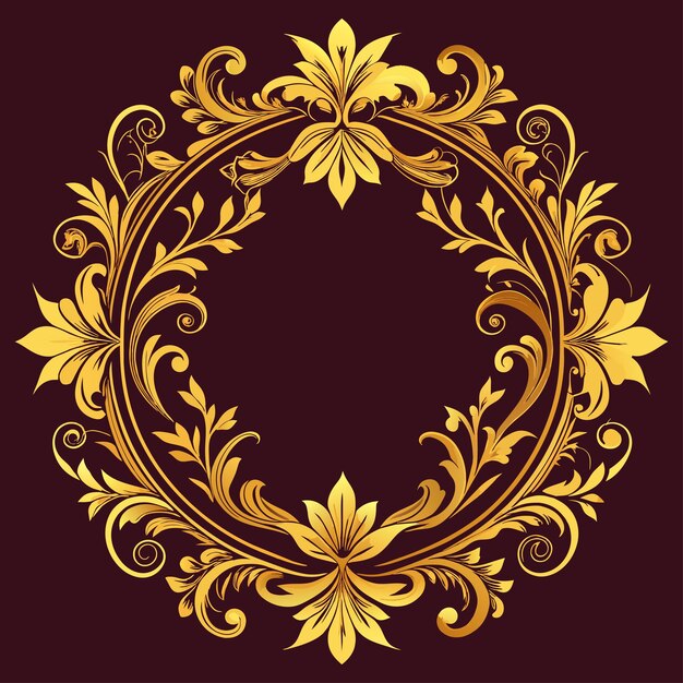 Marco de tarjetas vintage vectorial con borde de ornamento floral dorado aislado sobre fondo blanco