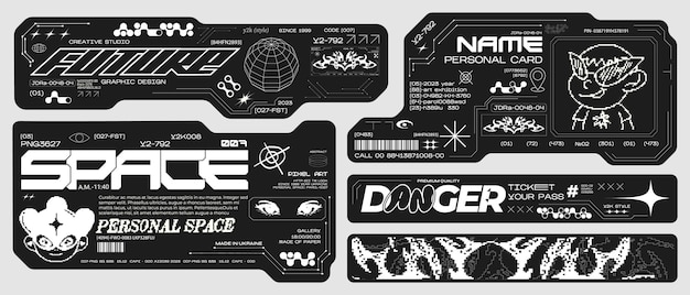 Marco de tecnología futurista y2k para diseño de marcos HUD en estilo SkiFi GUI FUI Usuario cibernético moderno
