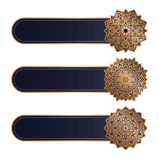 marco de título de banner islámico dorado con mandala dorado de lujo para quran y ramadan kareem