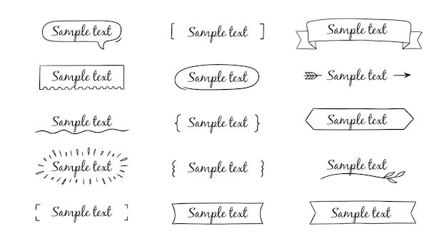 Vector marco de título de texto escritura a mano cinta círculo cuadrado elemento de decoración doodle bonito marco de título simple