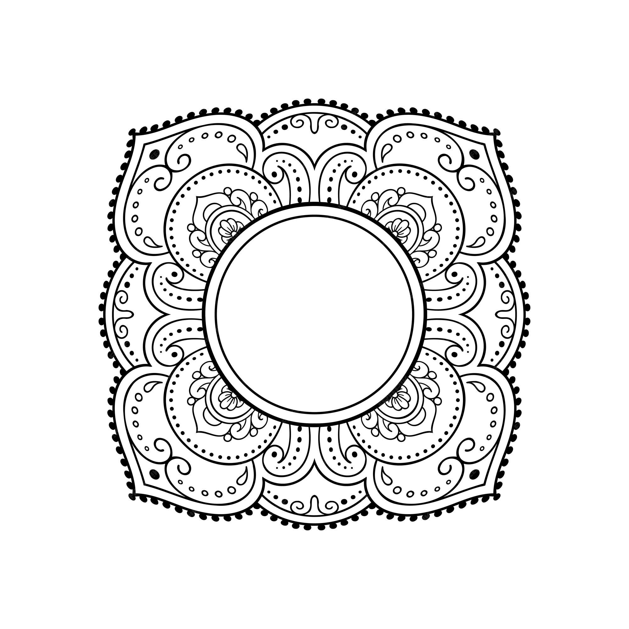 Marco en la tradición oriental estilizado con patrones decorativos de  tatuajes de henna para decorar portadas para libros, cuadernos, ataúdes,  revistas, postales y carpetas mandala de flores en estilo mehndi | Vector