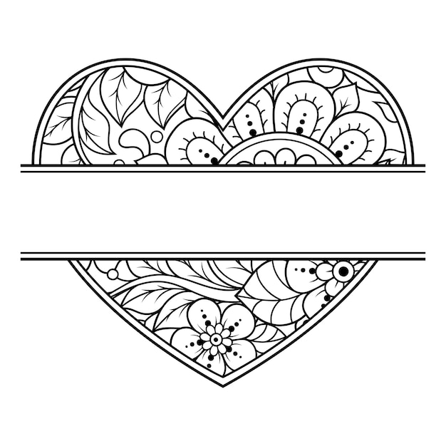 Vector marco en tradición oriental estilizado con tatuajes de henna patrón decorativo para decorar portadas para libros cuaderno ataúd tarjeta postal de revista y carpeta corazón de flor en estilo mehndi