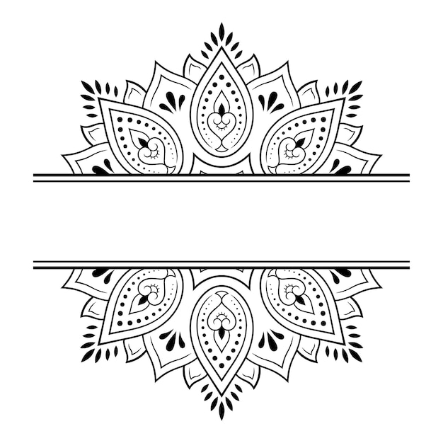 Vector marco en tradición oriental estilizado con tatuajes de henna patrón decorativo para decorar portadas para libros cuaderno cofre tarjeta postal de revista y carpeta borde de flores en estilo mehndi