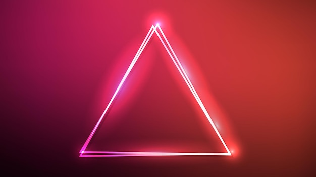 Marco triangular doble de neón con efectos brillantes.