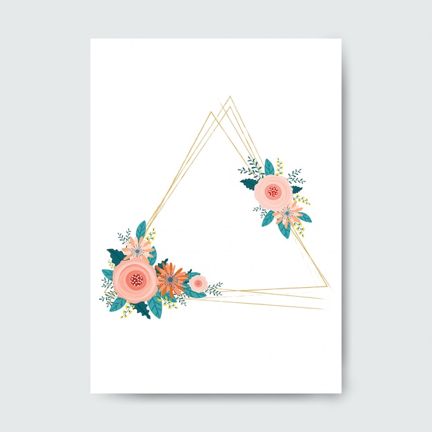 Vector marco triangular de flores