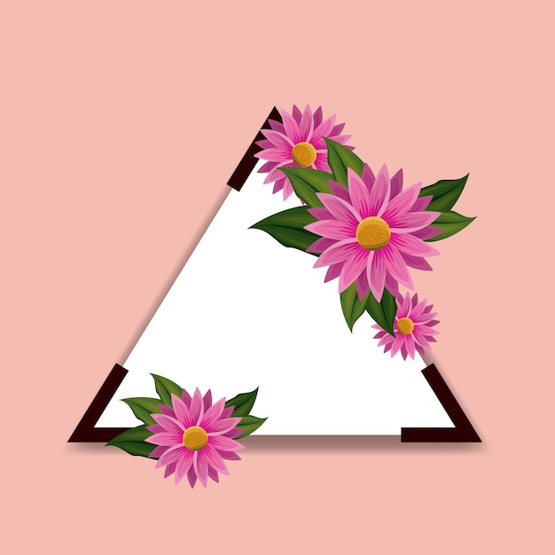 Marco triangular con hermosa decoración de flores