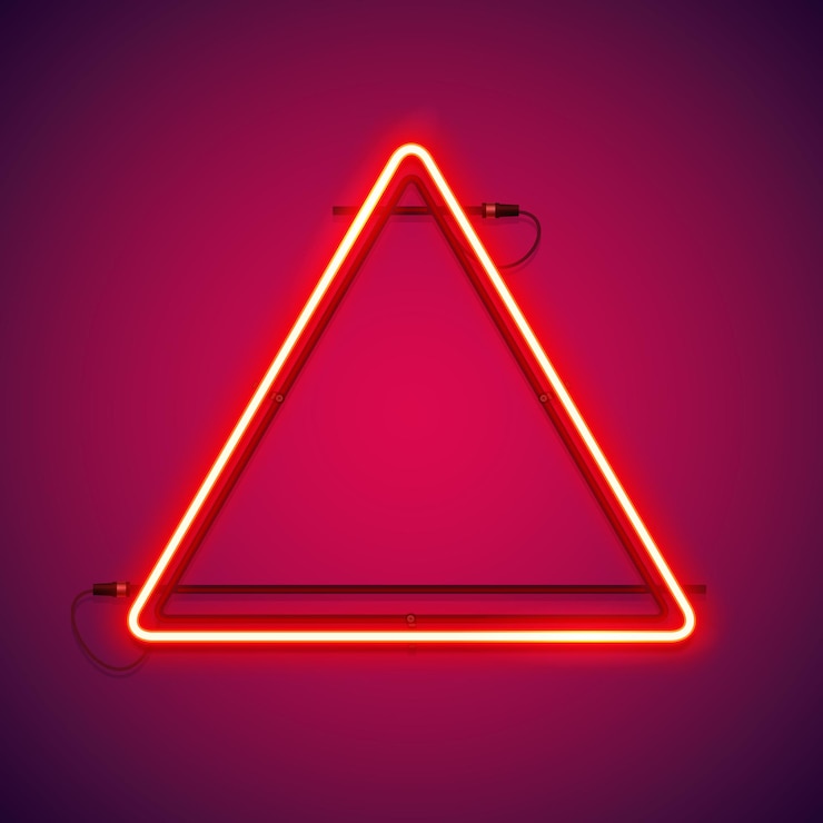 Vector marco triangular de neón rojo