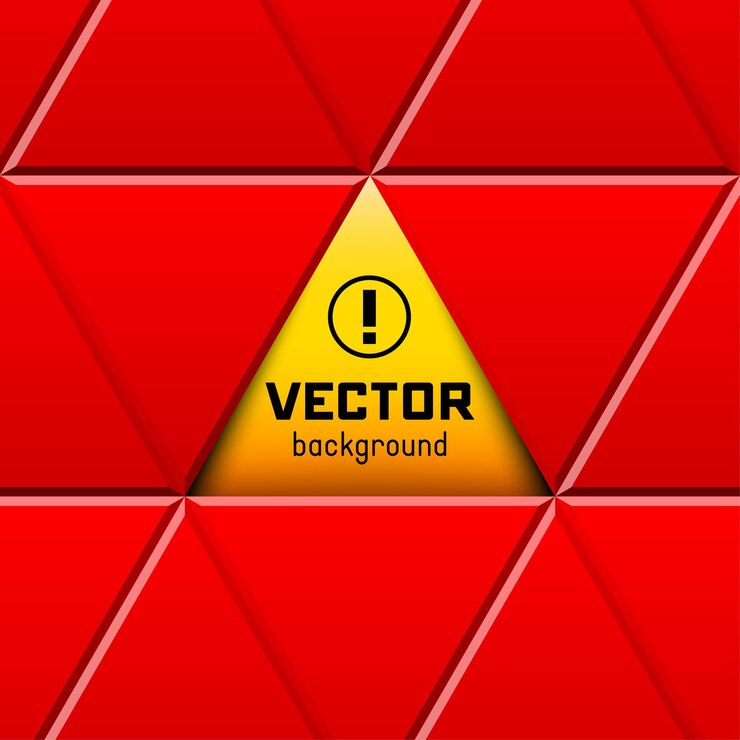 Vector marco triangular rojo abstracto con cartel amarillo