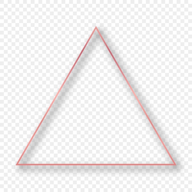 Vector marco de triángulo brillante de oro rosa con sombra