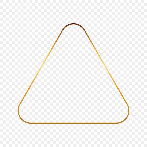 Marco de triángulo redondeado dorado brillante aislado sobre fondo transparente. marco brillante con efectos brillantes. ilustración vectorial.