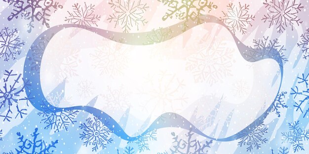 Marco de vacaciones de invierno vector fondo con copos de nieve navidad
