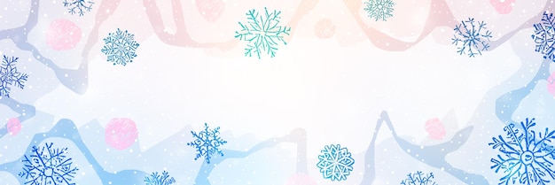 Marco de vacaciones de invierno vector fondo con copos de nieve navidad