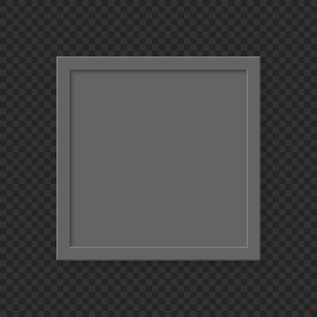 Marco vacío cuadrado realista en fondo transparente.