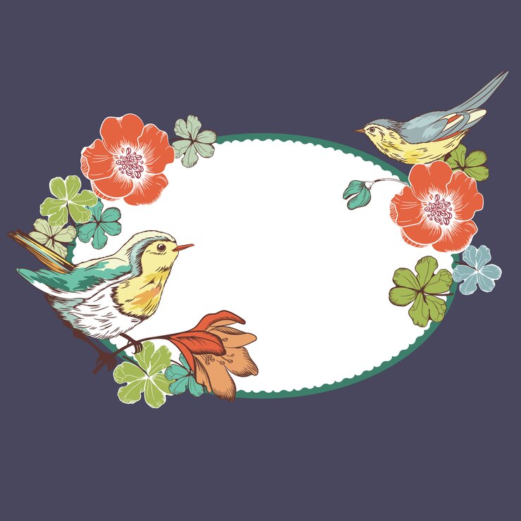 Vector marco de vector con pájaros y flores