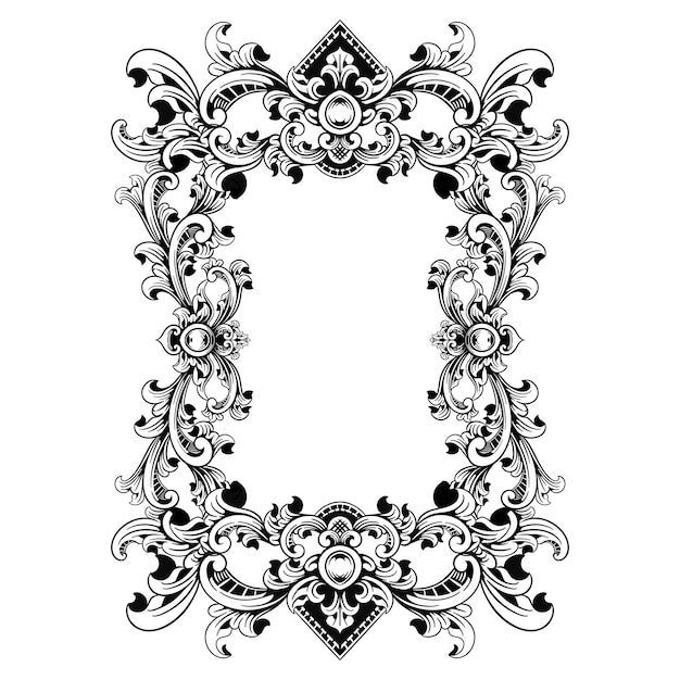 marco vectorial de adorno clásico monograma de borde victoriano decoración de hoja de adorno grabada