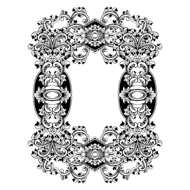 marco vectorial de adorno clásico monograma de borde victoriano decoración de hojas de adorno