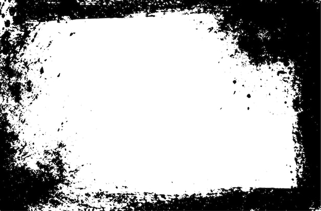 Marco vectorial con borde de pincel áspero y trazos de tinta negra textura gruesa con boceto dibujado a mano y