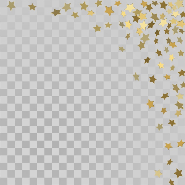 Marco vectorial de confeti dorado. estrellas doradas 3d sobre fondo transparente