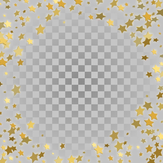 Marco vectorial de confeti dorado Estrellas doradas 3d sobre fondo transparente