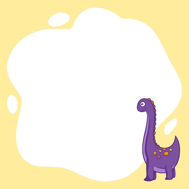 Marco vectorial de dinosaurios en forma de punto en un estilo plano de dibujos animados Plantilla para fotos infantiles postales invitaciones