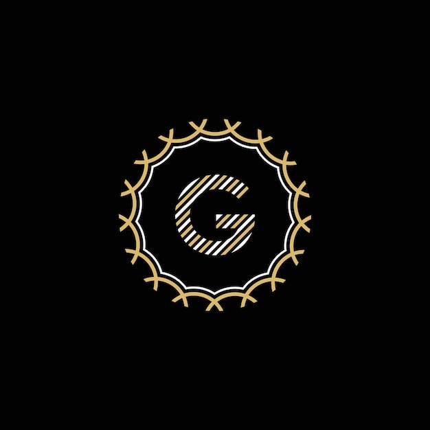 Marco vectorial dorado y blanco con la letra G